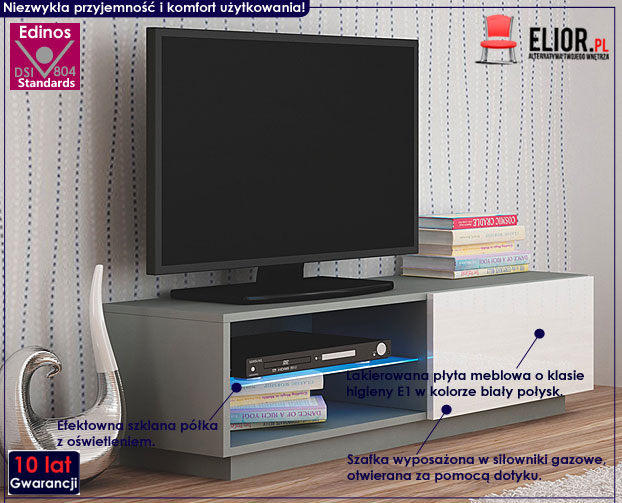 Stojąca szafka RTV biała, szara Vitoria 4X