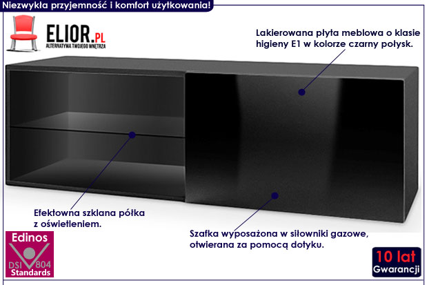 Lakierowana czarna wisząca szafka RTV Vitoria 5X