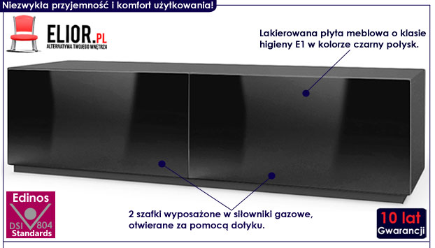 Lakierowana czarna szafka pod telewizor Vitoria 6X