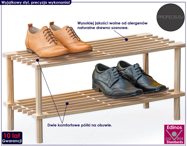 Drewniany stojak na buty sosna Horizonte