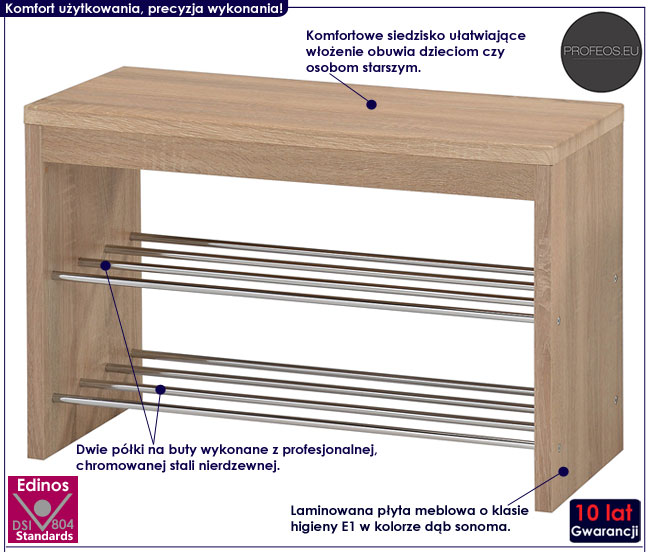 Stojak na buty z siedziskiem dąb sonoma Vertis