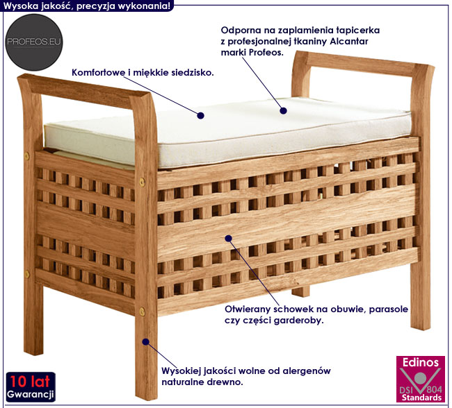 Drewniana skrzynia na ubrania i buty Teglor