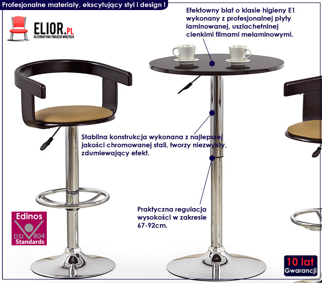 Stolik barowy wenge restauracyjny regulowany Ataro.