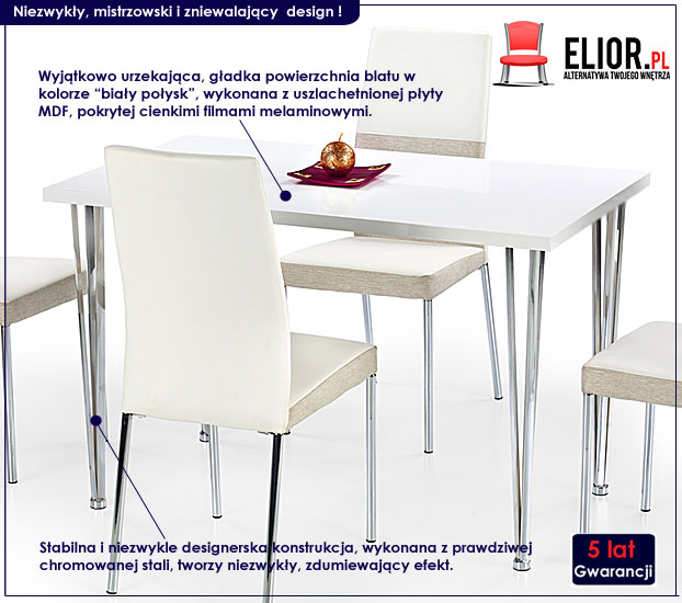 stół biały połysk Bentro