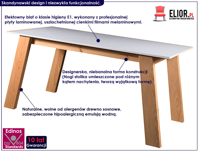 stół priostokątny 160x80 styl skandynawski
