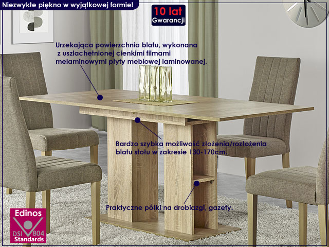stół kortez dąb sonoma rozkładany