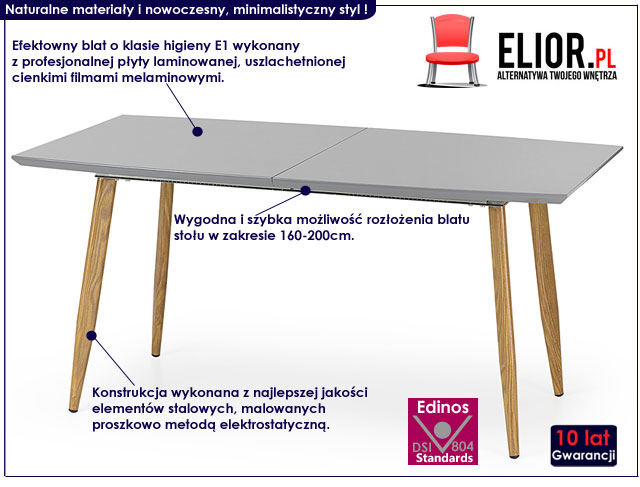 stół rozkładany popiel Teris