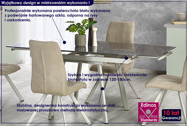 stół szklany rozkładany tiris