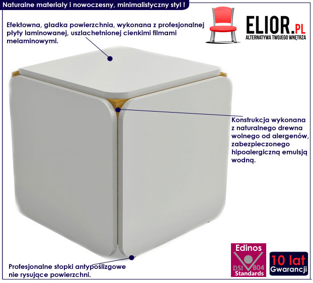 stolik kawowy sześcian biało czarny