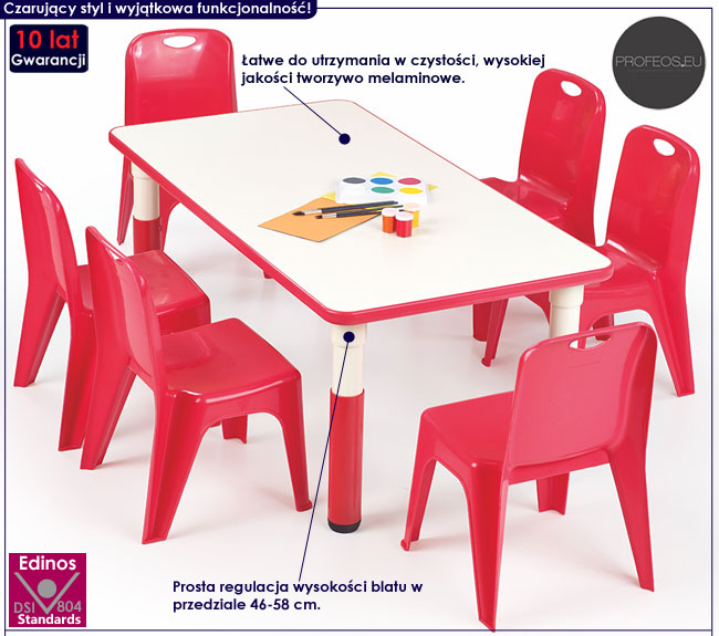 Regulowany stolik dla dzieci czerwony Hipper 2X