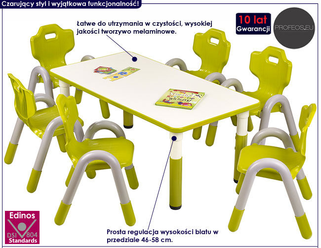 Zielony stolik dla dziecka z regulacją wysokości Hipper 2X