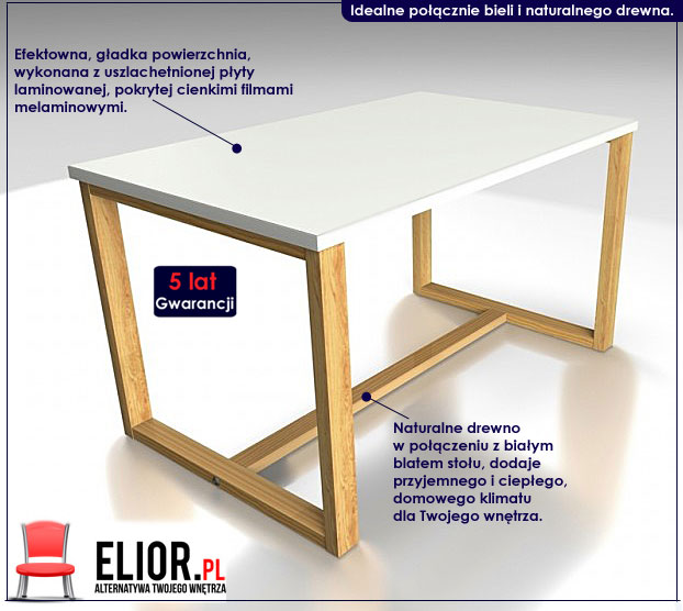 biały prostokątny stolik Kizo L12
