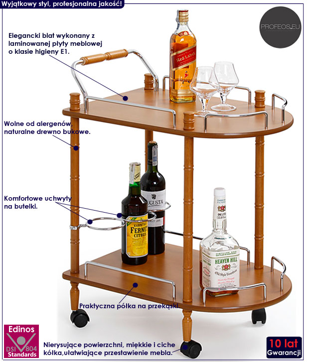 Drewniany stolik barowy na kółkach Lifton