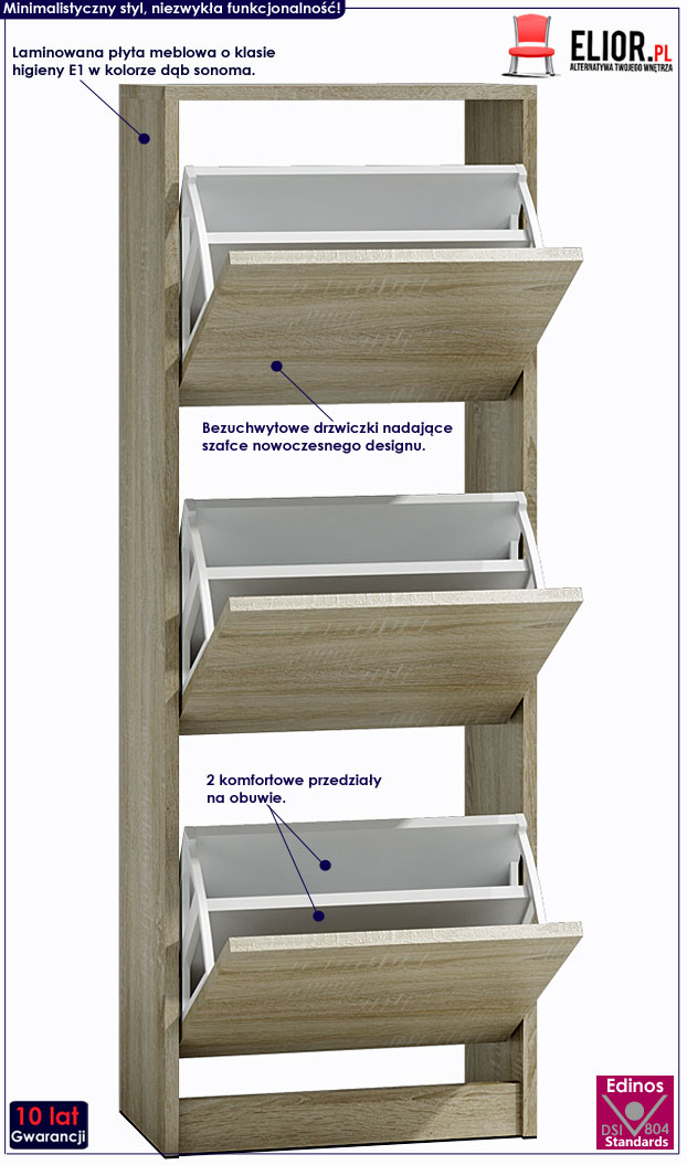 Szafka na buty dąb sonoma Forgi 3X