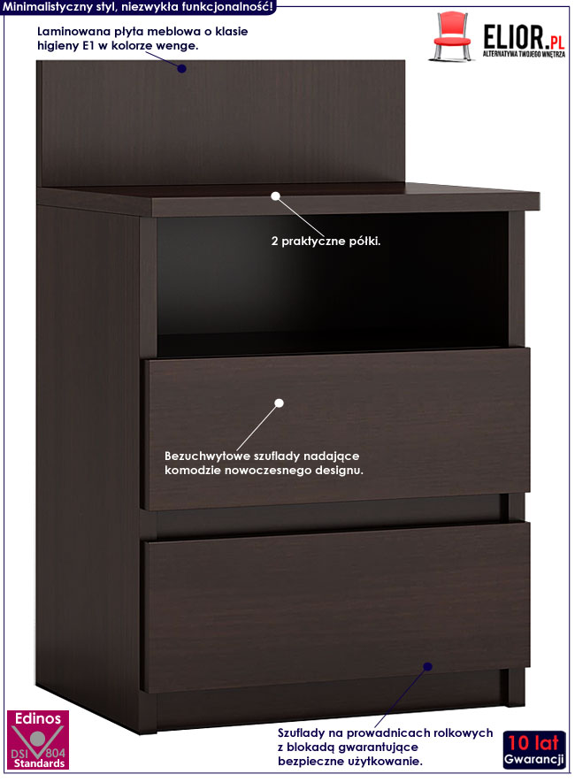 Szafka nocna z 2 szufladami wenge Okiro