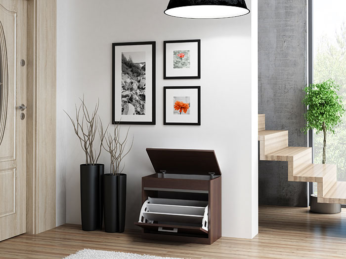 Komfortowa szafka na buty ze schowkiem wenge Cella 2X