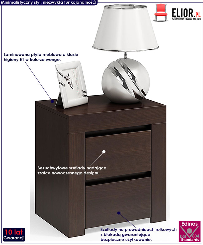 Nowoczesna szafka nocna wenge Grefos 2X