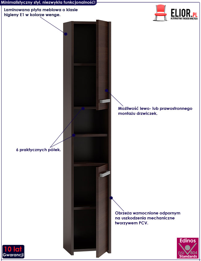 Szafka do łazienki z 6 półkami wenge Tosca 2X