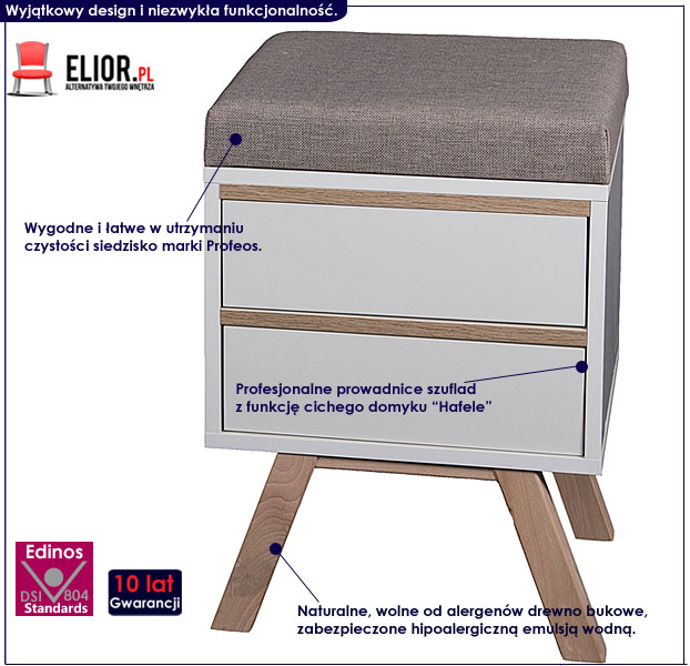 biała szafka na buty z siedziskiem