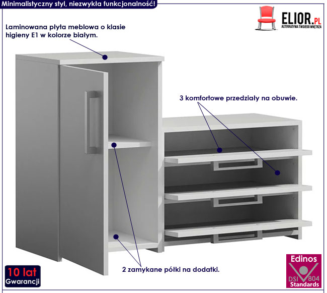 Biała szafka na buty Debbie