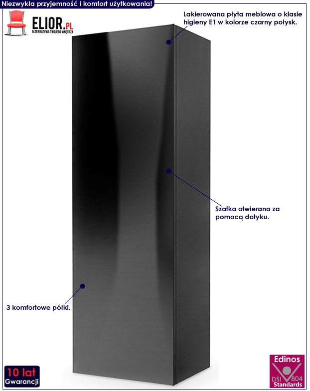 Czarna szafka wisząca z półkami Vitoria 8X