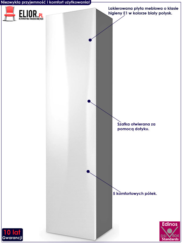Duża szafka wisząca wysoki połysk biało-szara Vitoria 9X