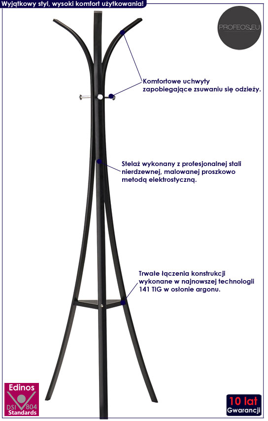 Stojący wieszak na ubrania do przedpokoju Arlen 5X
