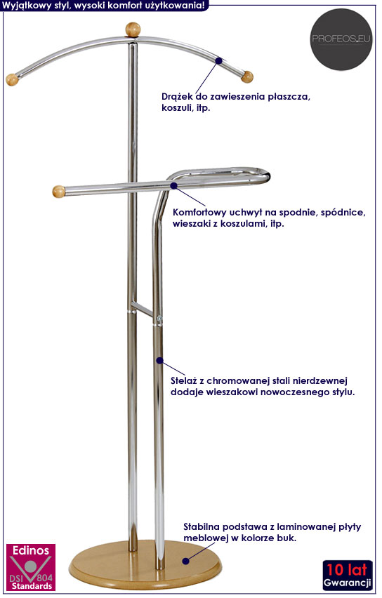 Stojący wieszak na ubrania do garderoby, przedpokoju Sanati 3X