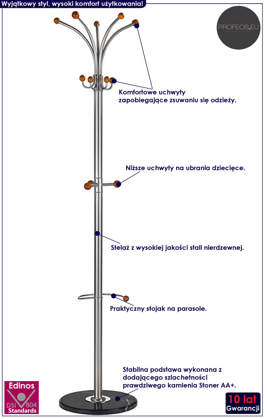 Podłogowy wieszak stojący do przedpokoju Geran 6X