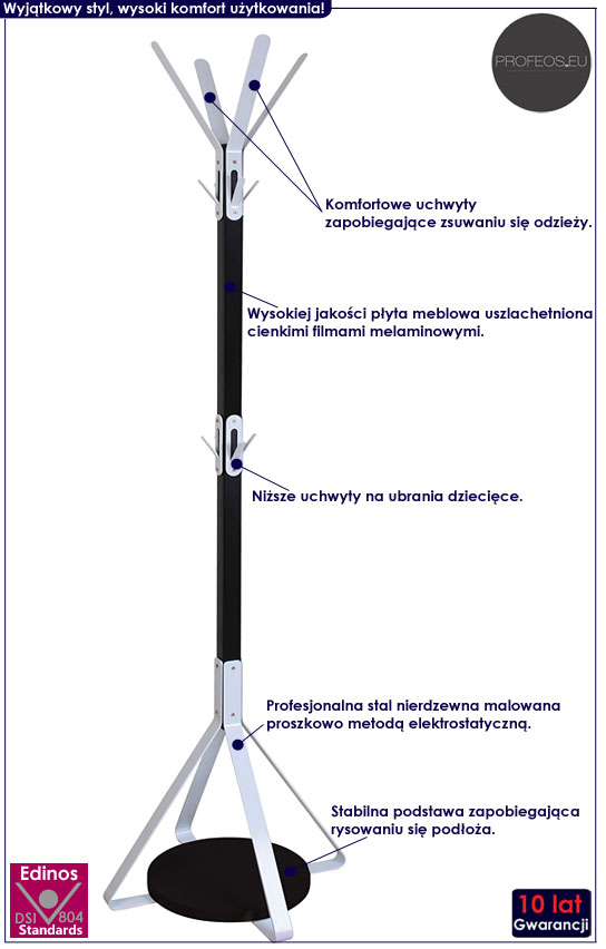 Nowoczesny wieszak podłogowy do przedpokoju Inderio 9X