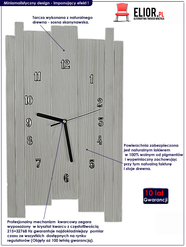 zegar z drewna na ścianę Liptos 4R