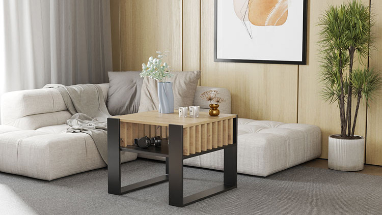 Stolik kawowy w stylu industrialnym w salonie 