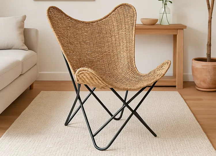 Ratanowy fotel butterfly