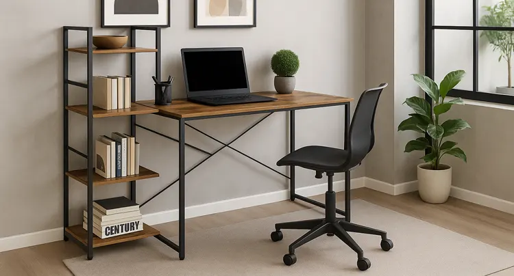 Industrialne biurko przy oknie 