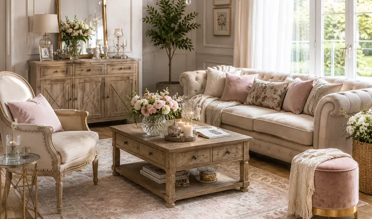 Salon w stylu country glam 