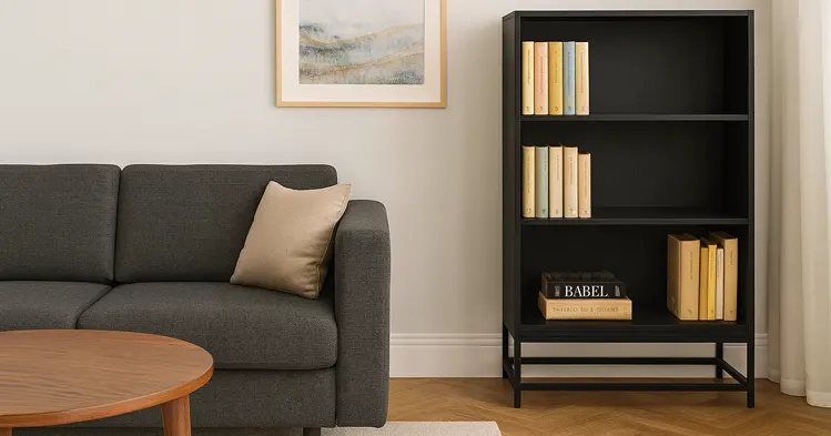 Czarny regał na książki 