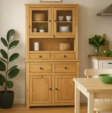 Drewniany kredens w kuchni 