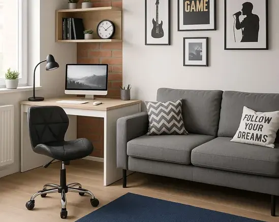 Welurowy fotel w pokoju dziecka