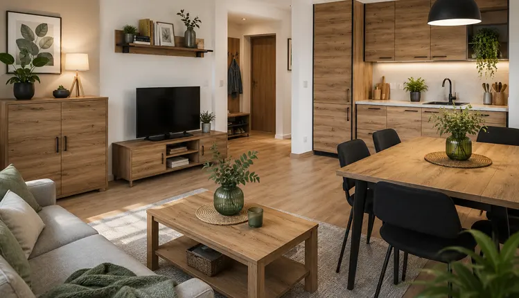 Komplet mebli z naturalna okleiną fornirową 
