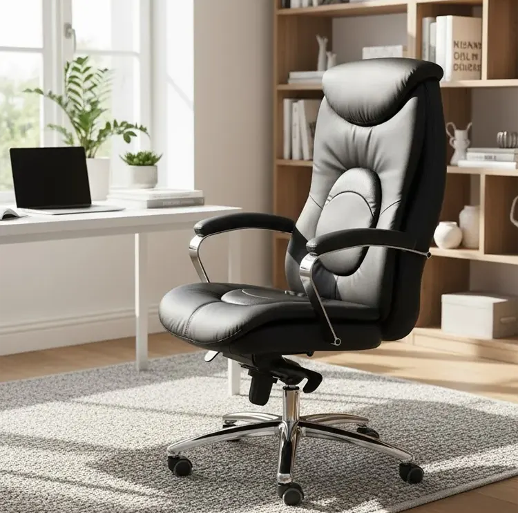 Wygodny fotel obrotowy w kolorze brązowym 