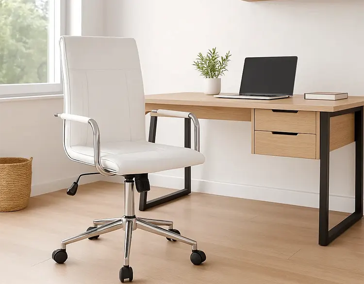 Nowoczesny fotel obrotowy w kolorze białym 