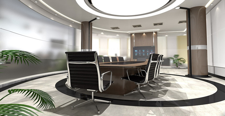 Fotele skórzane w sali konferencyjnej 