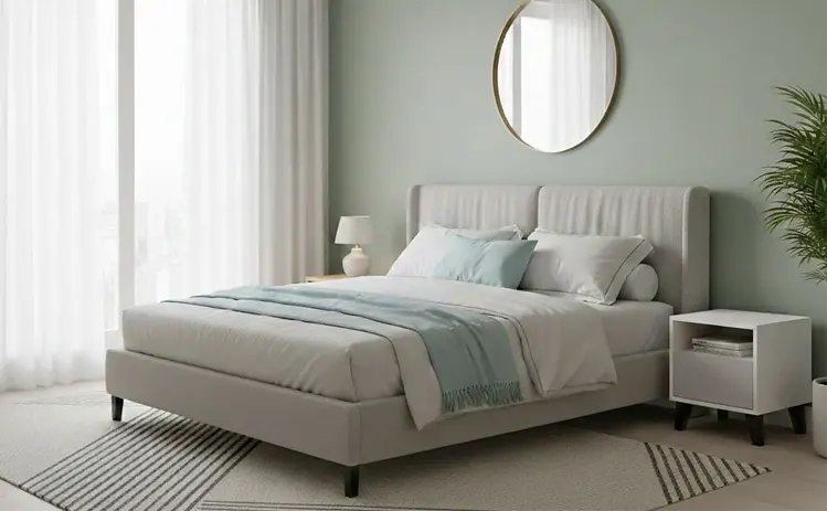 Jasne łóżko tapicerowane 