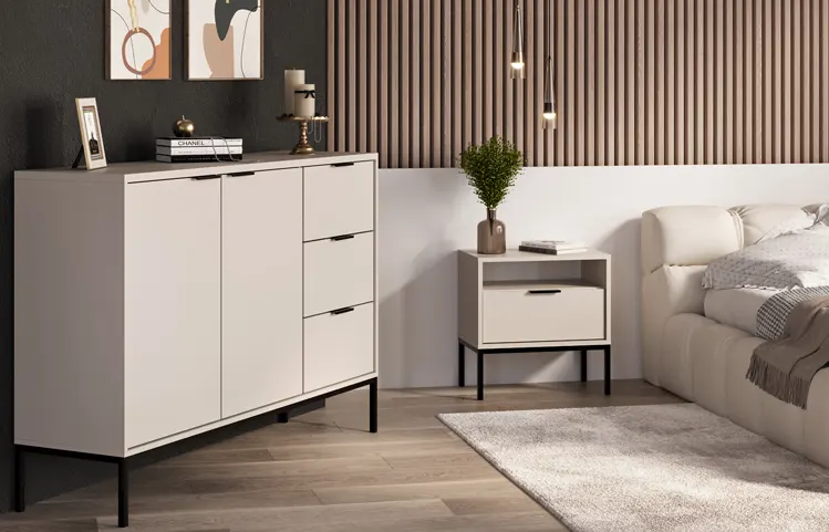 Sypialni zaaranżowana w jasnych odcieniach 