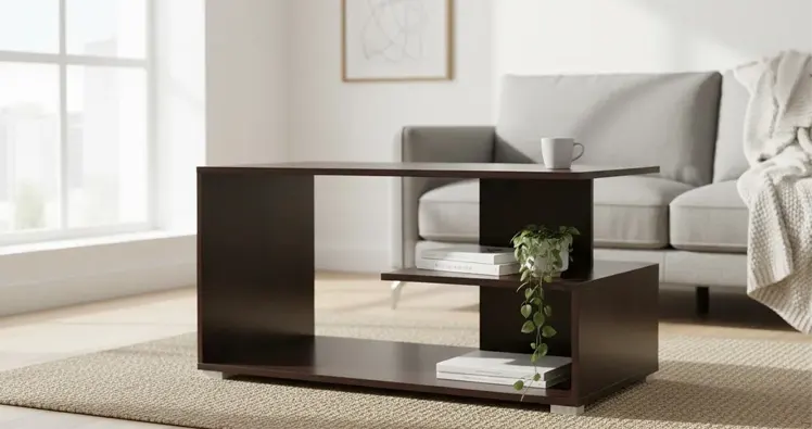 Prostokątny stolik w kolorze wenge