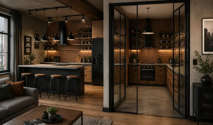 Zamknięta kuchnia w stylu loft