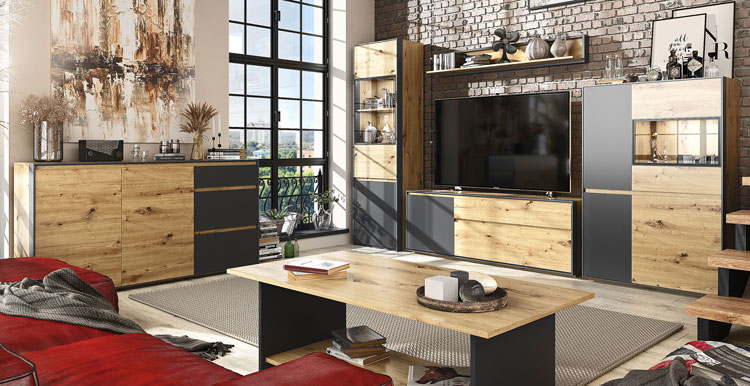 Komplet do salonu w stylu industrialnym 