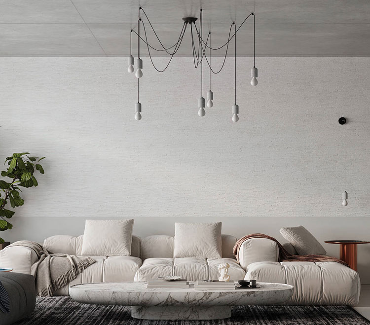 Nowowczesna lampa w salonie 