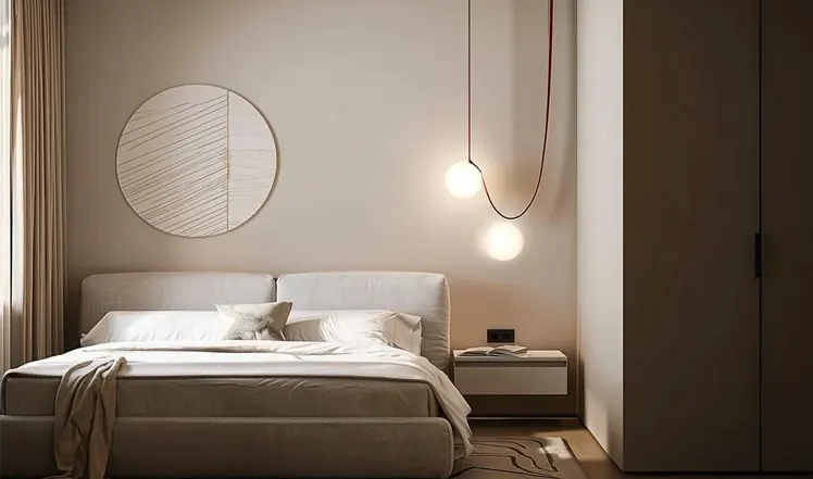 Lampa w kształcie kuli w sypialni