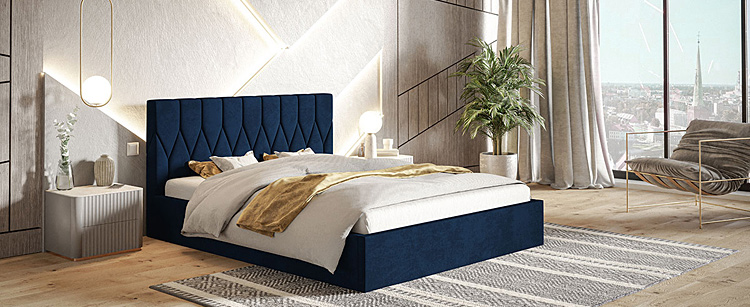 Tapicerowane łóżko w kolorze grafitowym 